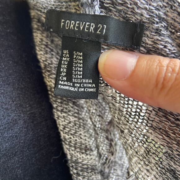 Forever 21 Gray Variegated Loose Fit Open Cardigan Shell Shrug S M Overpiece - Picture 4 of 4